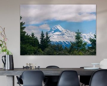 De bergtop van Mount Cook in Nieuw-Zeeland van Linda Schouw