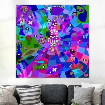 abstrakte digitale geometrische Arbeit von Händen und Augen