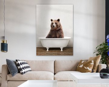 Funny Grizzly Bear In Bathtub by Diana van Tankeren