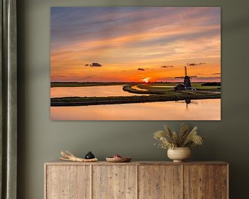 Molen Het Noorden Texel kleurige zonsondergang van Texel360Fotografie Richard Heerschap
