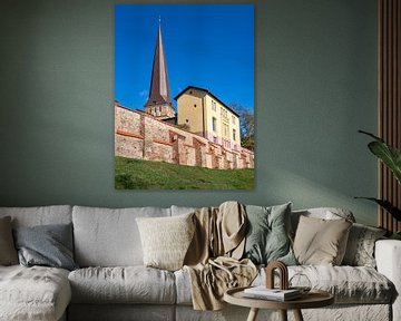 View of the Petri church and city wall in the Hanseatic city of Rostock by Rico Ködder