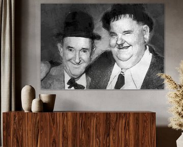 Olieverf portret van Laurel & Hardy