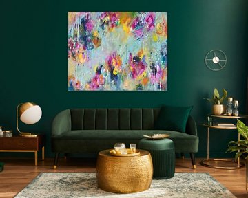 Unicorn Unleashed - colourful abstract painting by Qeimoy