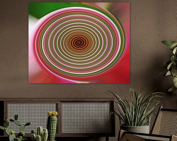 Curves with pink, green, orange and white colours by Jolanda de Jong-Jansen