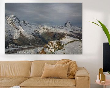 Matterhorn en Gorner gletsjer in Wallis Zwitserland van Martin Steiner