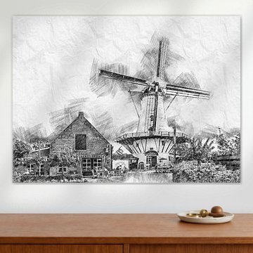 Pannekoekenmolen De Graanhalm à Burgh-Haamstede (croquis)