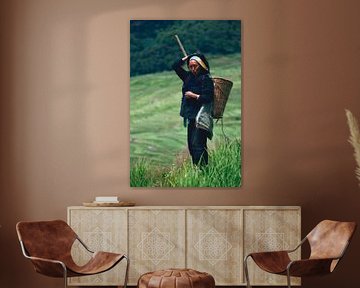 Chinese boerin op rijstveld I