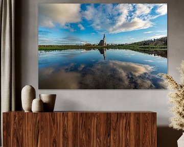 Texel Den Hoorn mirror effect by pond on pastureland by Texel360Fotografie Richard Heerschap