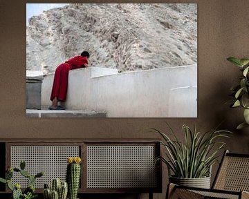 Monnikje zoekt vertier vanaf het dak van het klooster van Affect Fotografie