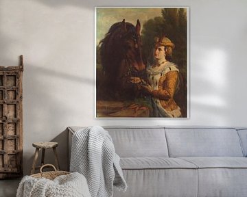 Jacoba van Beieren with her horse (oil on canvas)