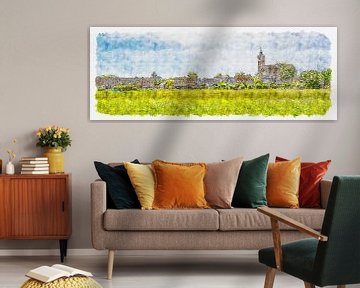 Skyline Burgh mit der reformierten Kirche (Panorama, Aquarell) von Art by Jeronimo