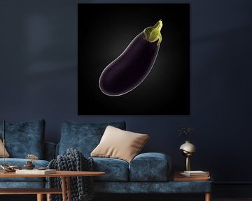Food-Aubergine op zwarte achtergrond van Everards Photography