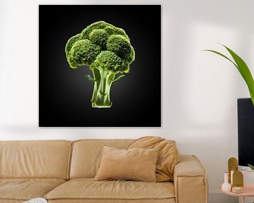 Food-Broccoli op zwarte achtergrond
