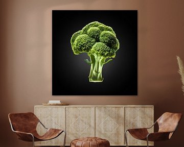 Broccoli on black background