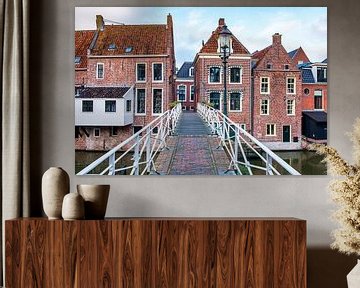 De hangende keukens over het Damsterdiep in Appingedam van Evert Jan Luchies