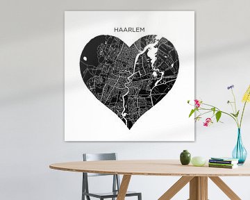 Haarlem in a black heart | City maps as a Wall Circle by WereldkaartenShop