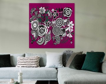 Motif de fleurs en noir et blanc