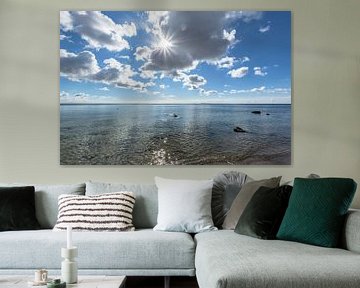 Sunbeam through the clouds, natural beach Lobbe by GH Foto & Artdesign
