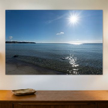 Sunbeams, nature beach Lobbe, peninsula Mönchgut on the island of Rügen