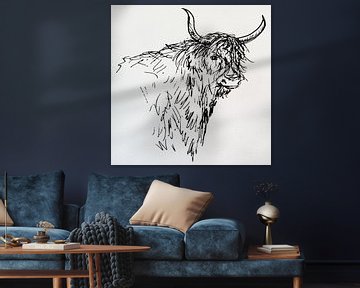 Line drawing of cow by Emiel de Lange