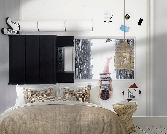 Voorbeeld van het werk in een kamer