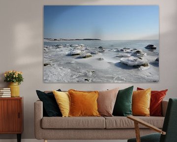 Eisschollen, Südstrand, Göhren, zugefrorene Ostsee von GH Foto & Artdesign