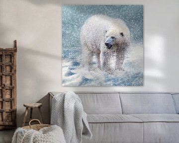 Polarbär im Schneesturm