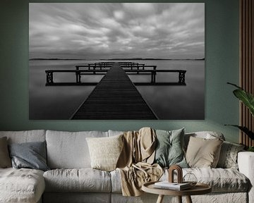 jetty in black and white by Jan van de Riet