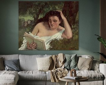 Een jonge vrouw die leest, Gustave Courbet...