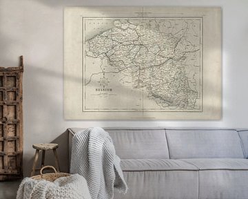 Belgien, Karte, 19. Jahrhundert von Atelier Liesjes