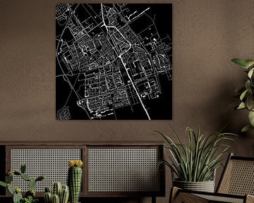 Delft Stadskaart | Zwart | Vierkant of als Wandcirkel