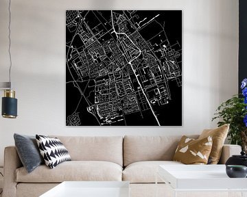 Delft Stadskaart | Zwart | Vierkant of als Wandcirkel van Wereldkaarten.Shop