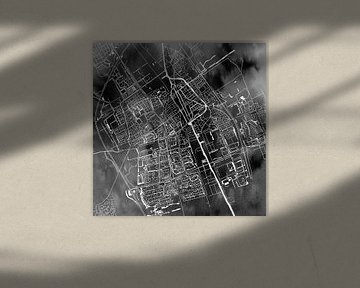 Delft | Stadtplan Schwarz Aquarell | Quadrat von Wereldkaarten.Shop
