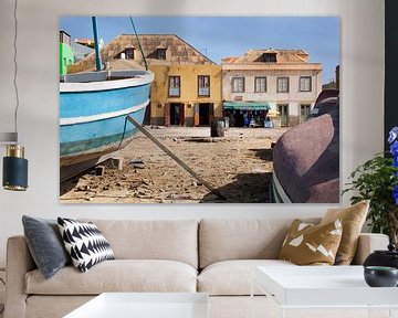 Boten op het strand van Sal Rei op Boa Vista in Kaapverdië van Peter de Kievith Fotografie