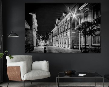 Old Post Office IJsselstein at night in black and white by Tony Buijse
