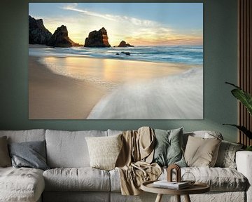 Zonsondergang bij Praia da Ursa - prachtig Portugal van Rolf Schnepp