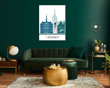 Skyline illustration city of Den Bosch in colour by Mevrouw Emmer