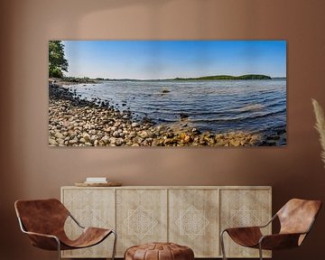 Natuurlijk strand, lagune in Lietzow, Great Jasmund Bodden van GH Foto & Artdesign