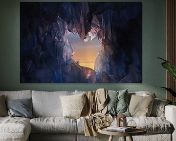 beautiful ice cave in the evening light by Besa Art