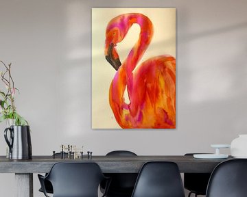 Flaming Flamingo van Helia Tayebi Art