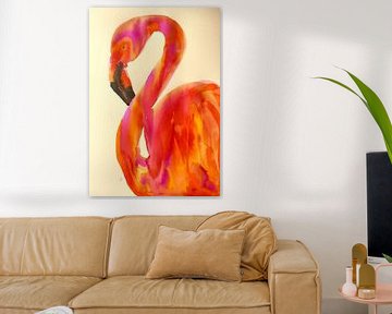 Flaming Flamingo van Helia Tayebi Art