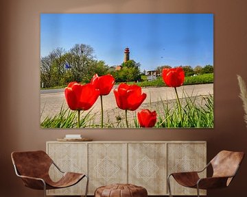 nieuwe vuurtoren Cape Arkona, rode tulpen van GH Foto & Artdesign