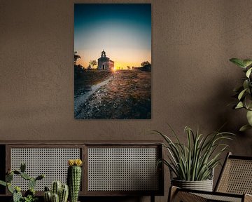 Old church in a mountain village in Croatia at sunset Brseč by Fotos by Jan Wehnert