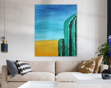 Wüste mit Kaktus Ölfarbe von Janjaap Van Dijk