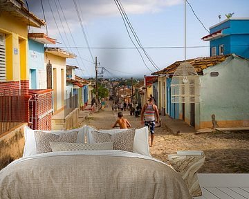 Colorful houses in the streets of Trinidad, Cuba by Teun Janssen