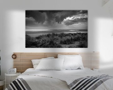 Maasvlakte Strand und Dünen in schwarz und weiß