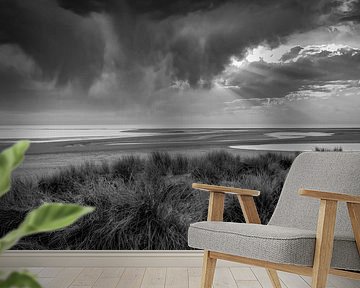 Maasvlakte beach and dunes in black and white by By Marjolein Design