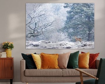 Reebok in een winters landschap van Lars Korzelius