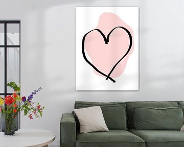Hart roze - eenvoudige lijntekening voor liefde van Qeimoy