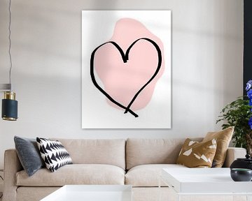 Heart pink - simple line drawing for love by Qeimoy